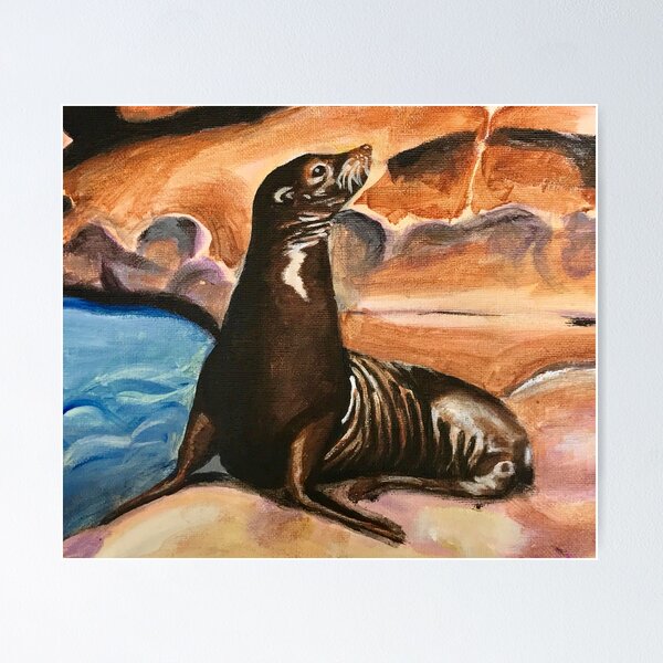 Sea lion ocean life watercolor prints and Original Lady of La 2024 Jolla Cove