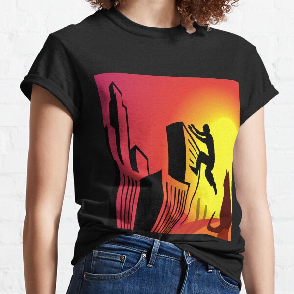 ✔️ Witty cat leap parkour move illustration ✔️ Classic T-Shirt