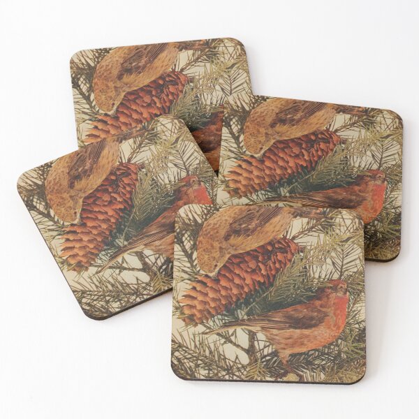 Item preview, Red Crossbills On The Pine Tree designed and sold by laguitan10.
