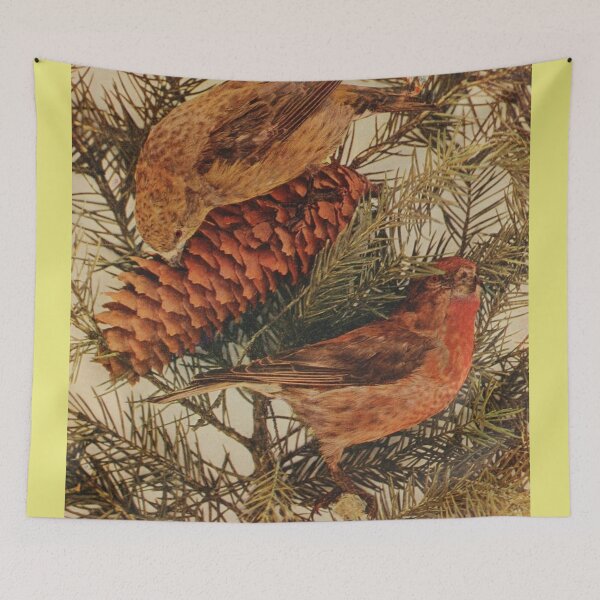 Item preview, Red Crossbills On The Pine Tree designed and sold by laguitan10.
