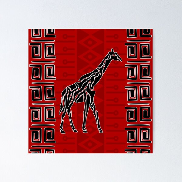 Vista previa del artículo con la obra «Adorno Ético Africano Negro y rojo N7», diseñado y vendido por k9printart.
