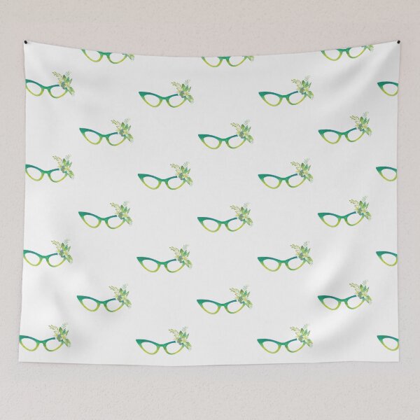 Item preview, Green And Yellow Cat Eye Glasses With A Floral Bouquet designed and sold by Primroaddesigns.