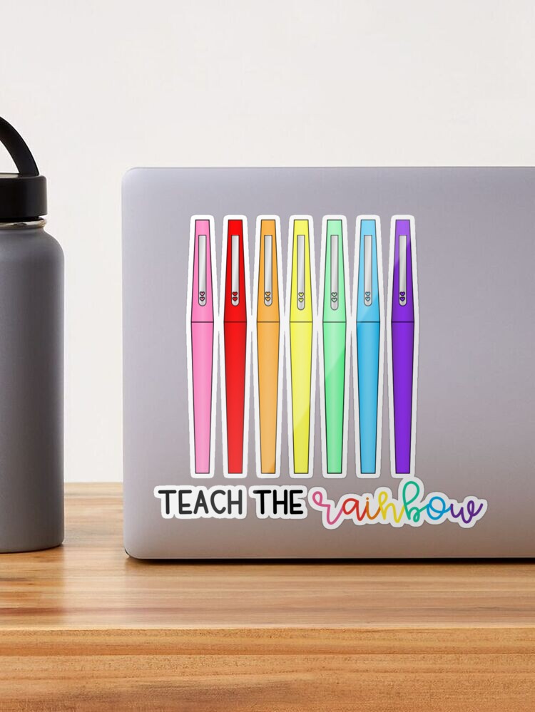 Flair Pens - Teach the Rainbow Sticker for Sale by