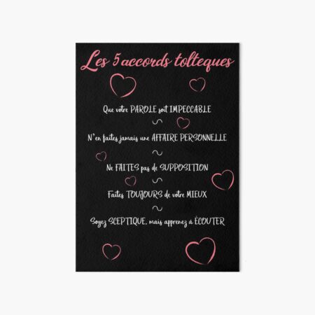 Affiche des accords toltèques N°4 sur fond noir Impression rigide