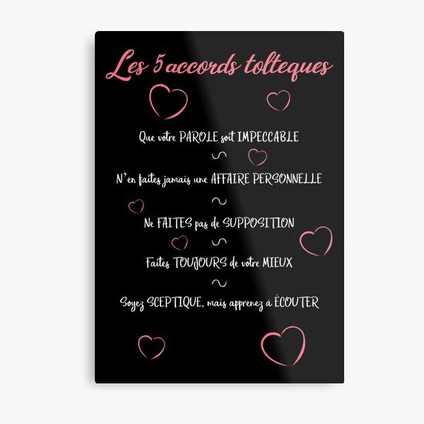 Affiche des accords toltèques N°4 sur fond noir Impression métallique