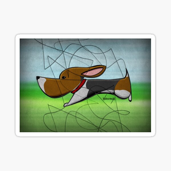 Crossing Lines 32 - The Running Beagle Sticker