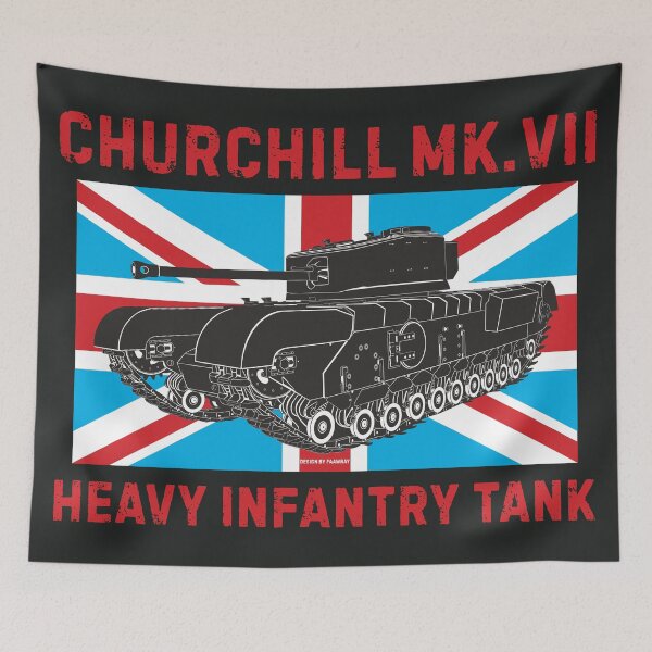 Item preview, Churchill MK.VII on the background of the British flag designed and sold by FAawRay.