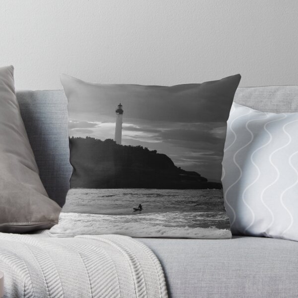 Lone Surfer Biarritz Throw Pillow