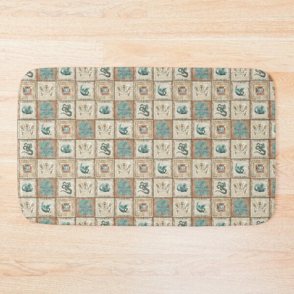 Item preview, Collage tile pattern with mythical animals and plants designed and sold by Tayastore.