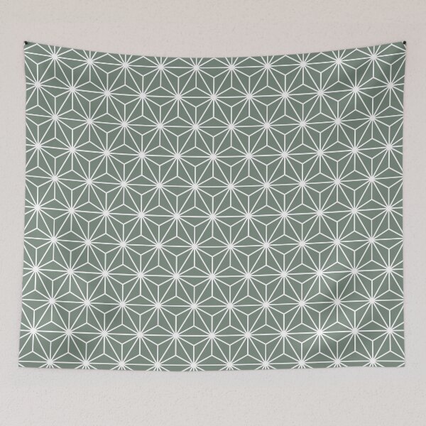Item preview, Xanadu Green White Asanoha - Japanese Traditional Pattern designed and sold by KinitaDesign.