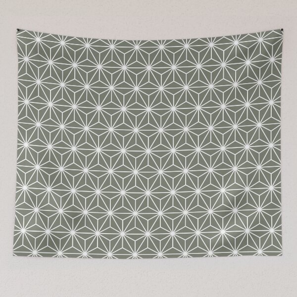 Item preview, Yamabato-iro  Green White Asanoha - Japanese Traditional Pattern designed and sold by KinitaDesign.