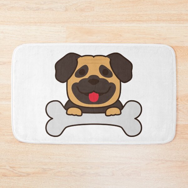 Item preview, Cute pug holding bone designed and sold by happyfunshop.