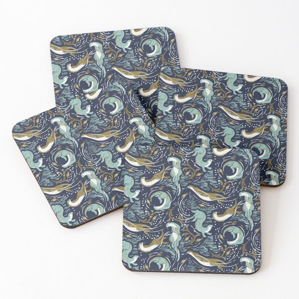 Item preview, Playful Otters - Navy designed and sold by appleyards.