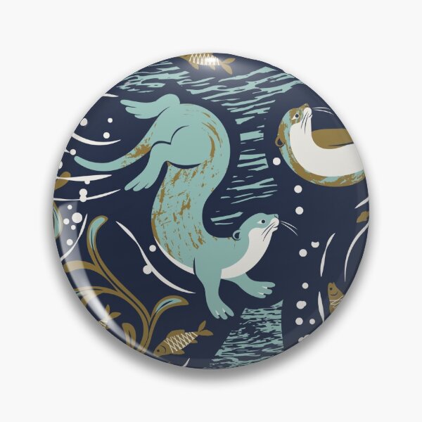 Item preview, Playful Otters - Navy designed and sold by appleyards.