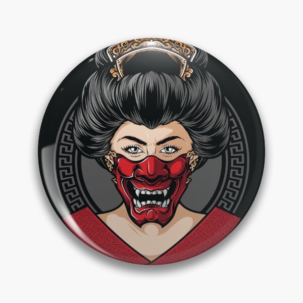 Item preview, Geisha wearing Hannya mask vector designed and sold by Peekonet.