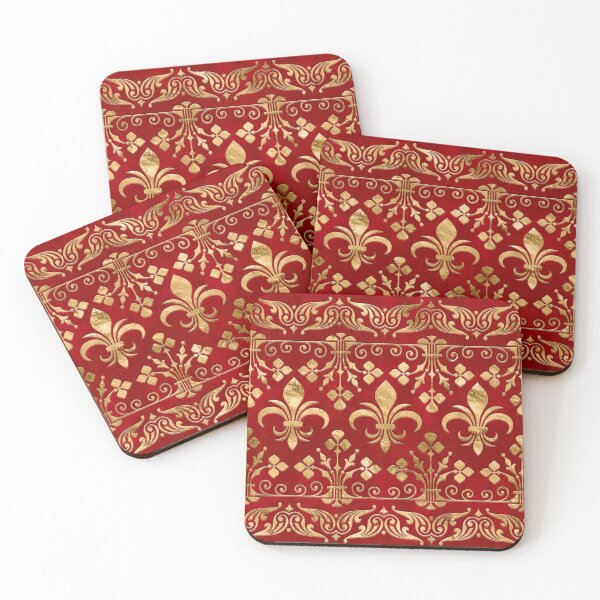Item preview, Fleur-de-lis ornament Luxury Red designed and sold by k9printart.