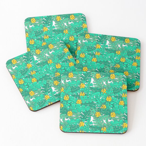 Item preview, Yellow dragon fruit, pitaya, seamless pattern with jungle leaves designed and sold by FlamesandFrost.