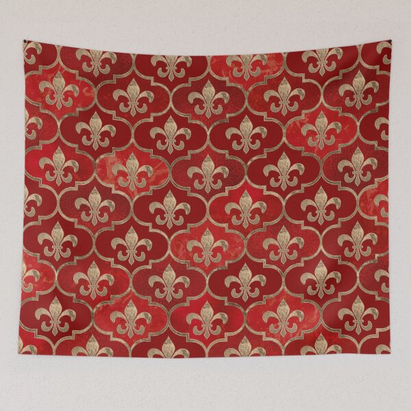 Item preview, Fleur-de-lis pattern luxury red designed and sold by k9printart.