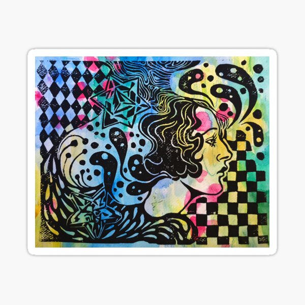 psychedelic lady Sticker