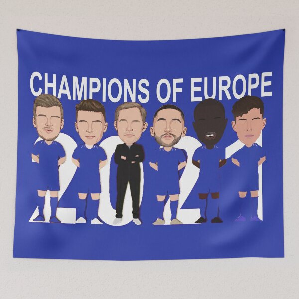 Aperçu de l'œuvre Chelsea Champions of Europe 2021 créée et vendue par WorldToYourDoor.