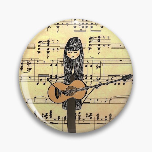 Item preview, Woman playing guitar under a rain of notes designed and sold by VanDesBois.