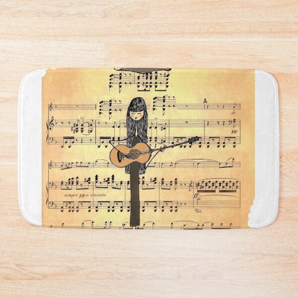 Item preview, Woman playing guitar under a rain of notes designed and sold by VanDesBois.