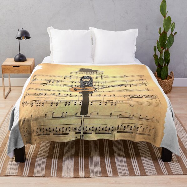 Item preview, Woman playing guitar under a rain of notes designed and sold by VanDesBois.