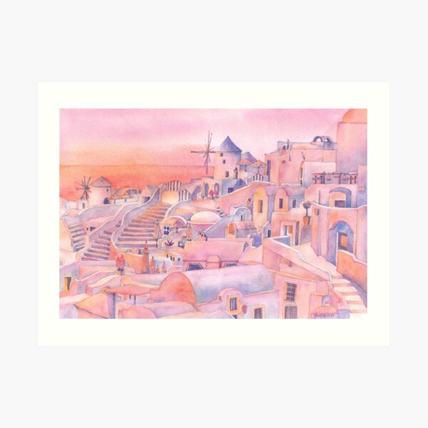 Pink Santorini Art Print