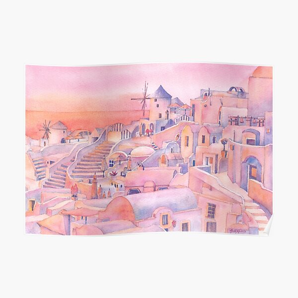Pink Santorini Poster