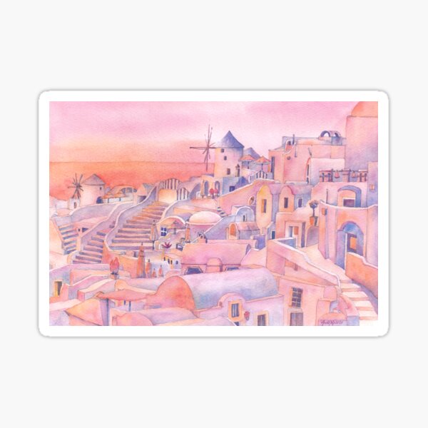 Pink Santorini Sticker