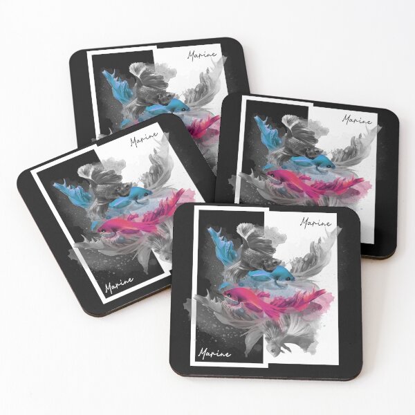 Item preview, Beautiful Siamese fighting fishes. Black And White Fishes in The Sea. designed and sold by TheImperfecto.