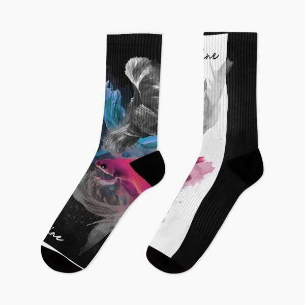 Item preview, Beautiful Siamese fighting fishes. Black And White Fishes in The Sea. designed and sold by TheImperfecto.