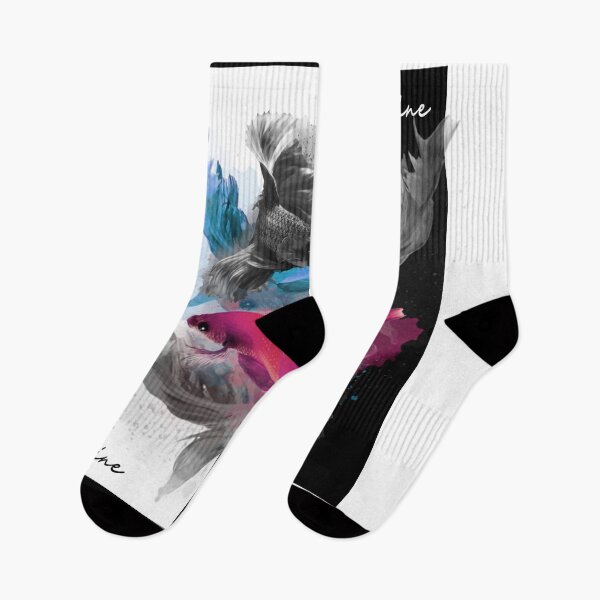 Item preview, Beautiful Siamese fighting fishes. Black And White Fishes in The Sea. designed and sold by TheImperfecto.