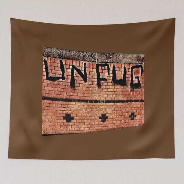 Item preview, UNFUG - lettering on a brick wall in Hamburg - Fotodesi designed and sold by kikidu21.