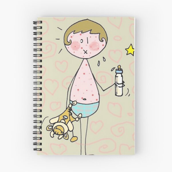 Item preview, Child with chickenpox with his bottle and cow soft toy designed and sold by VanDesBois.