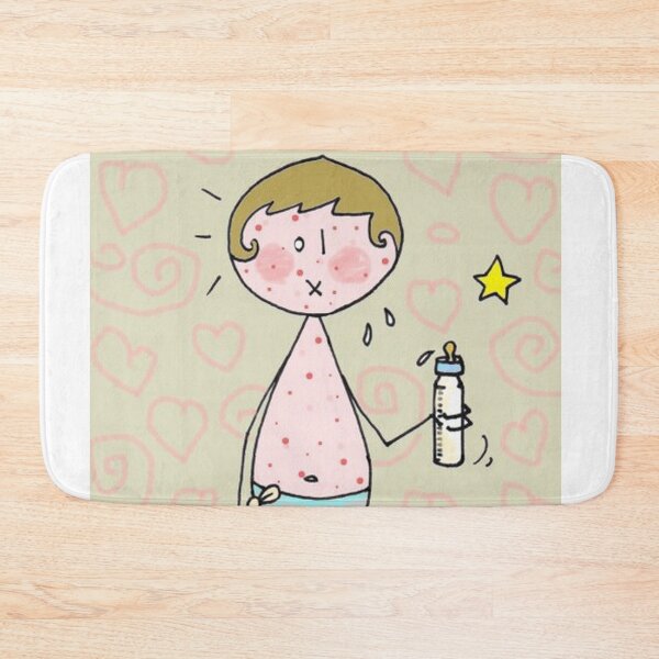Item preview, Child with chickenpox with his bottle and cow soft toy designed and sold by VanDesBois.