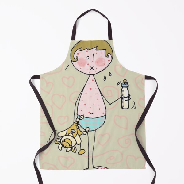 Item preview, Child with chickenpox with his bottle and cow soft toy designed and sold by VanDesBois.
