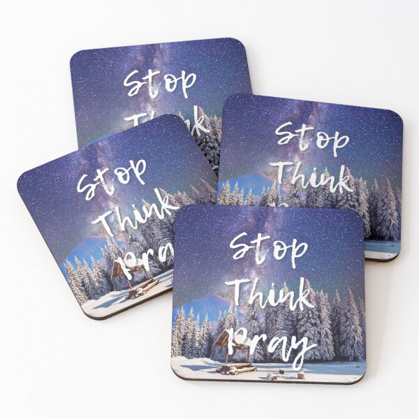 Item preview, Snowy Trees | Stop, Think, & Pray designed and sold by AdoptKM.