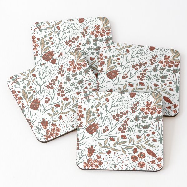 Item preview, Delicate Flowy Floral Sage Green and Red designed and sold by kindtoearth.