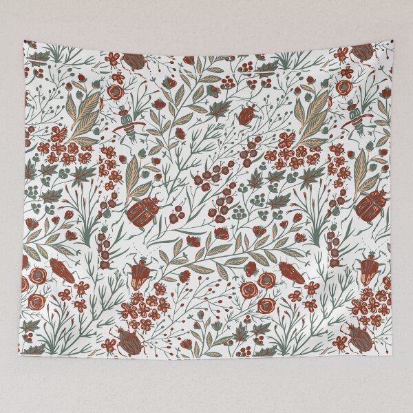 Item preview, Delicate Flowy Floral Sage Green and Red designed and sold by kindtoearth.