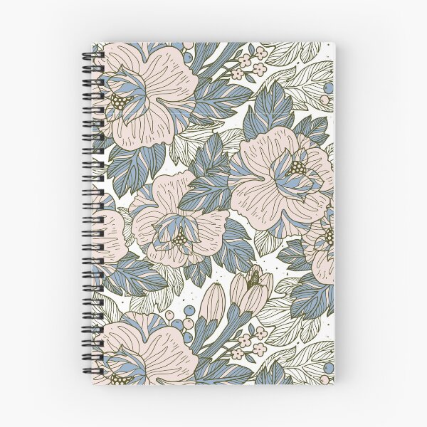 Item preview, Delicate Flowy Floral Sage Green Pink and Blue designed and sold by kindtoearth.