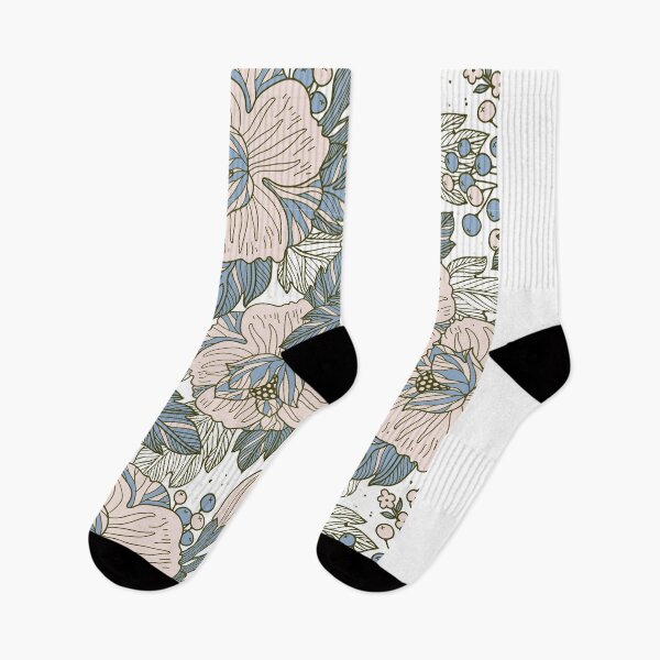 Item preview, Delicate Flowy Floral Sage Green Pink and Blue designed and sold by kindtoearth.