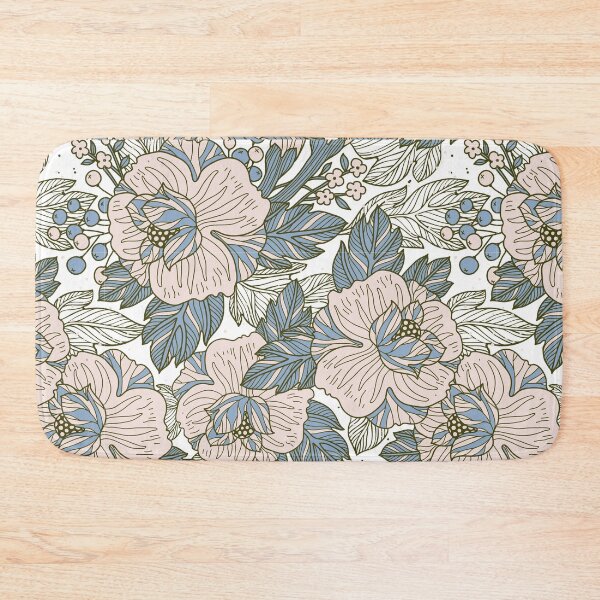 Item preview, Delicate Flowy Floral Sage Green Pink and Blue designed and sold by kindtoearth.