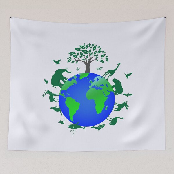 Item preview, earth surrounded by nature and animals designed and sold by Babastyle.