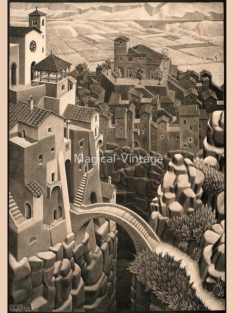 Disover M.C. Escher - The Bridge, 1930 Premium Matte Vertical Poster
