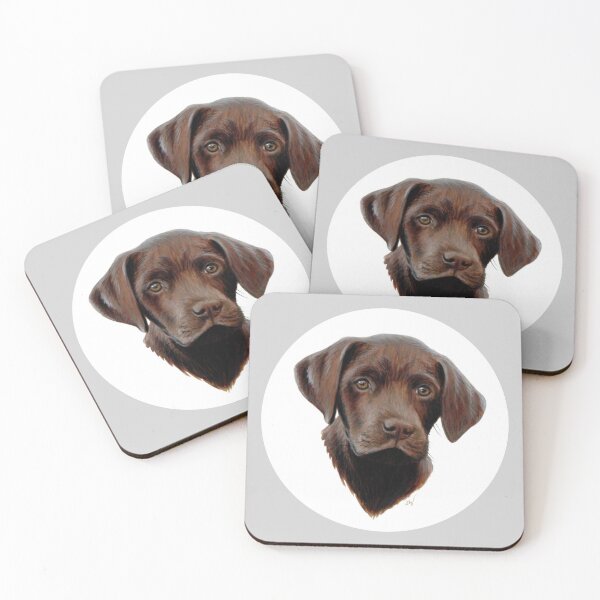 Item preview, Chocolate Labrador Puppy, Painting (grey) designed and sold by SandraWarmerdam.