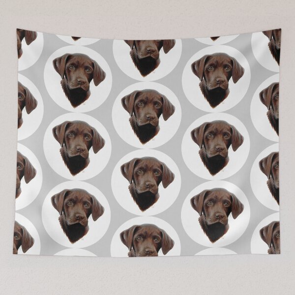 Item preview, Chocolate Labrador Puppy, Painting (grey) designed and sold by SandraWarmerdam.