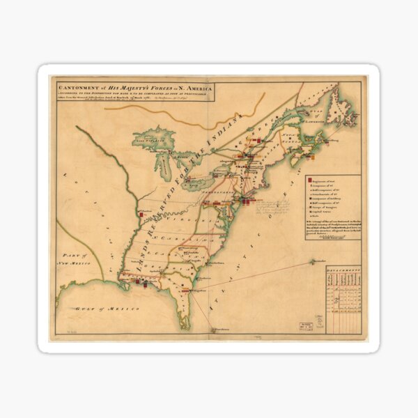 Item preview, Vintage Map of British Forces in America (1766) designed and sold by BravuraMedia.