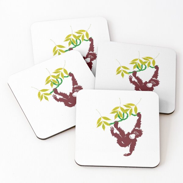 Item preview, Brown monkey hanging on leaves and trees designed and sold by Artsy Boulevard.