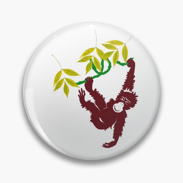 Item preview, Brown monkey hanging on leaves and trees designed and sold by Artsy Boulevard.